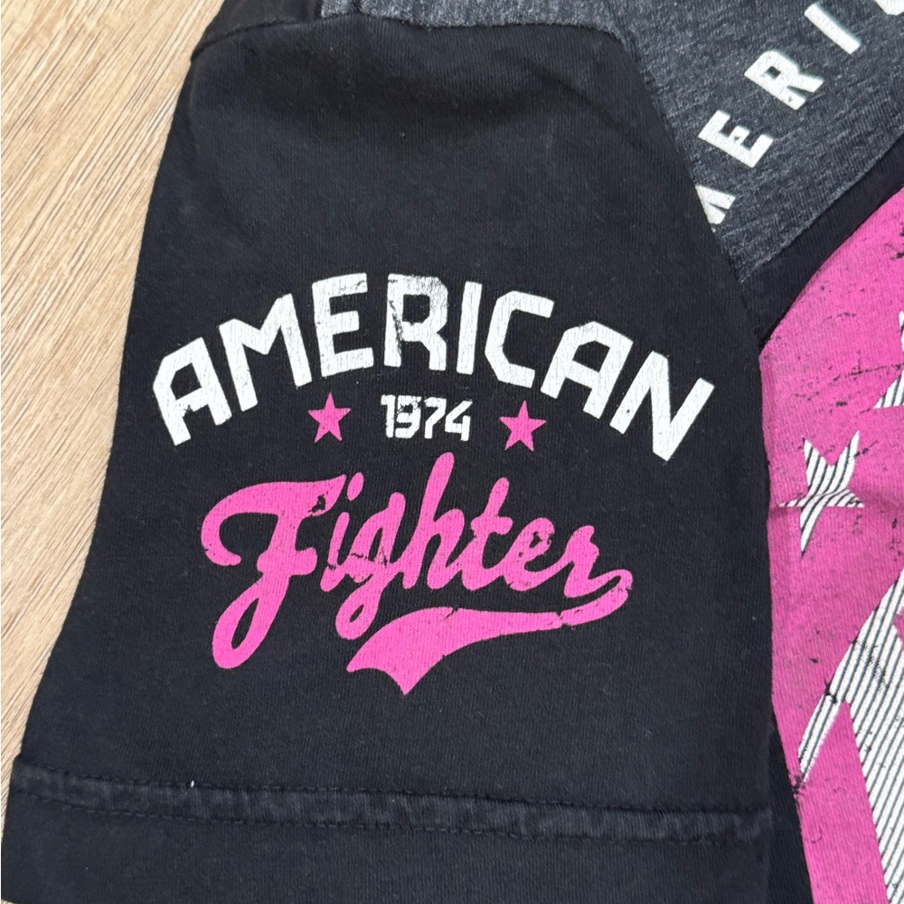 American Fighter Black Tee with Pink Logo - Picture 4 of 5